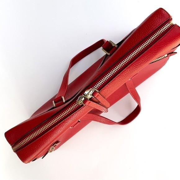 Henri Bendel Red Leather Satchel Briefcase Bag - Picture 3 of 16